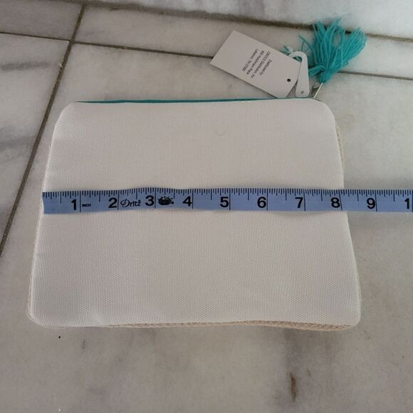 Mermaid At Heart Cream Turquoise Gold Zip Pocket Cosmetics Bag Pouch NEW - Picture 8 of 11